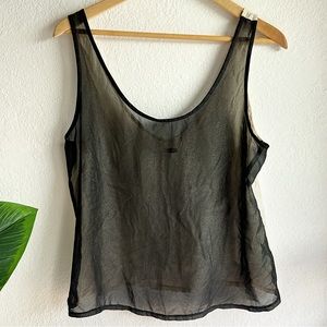 Ali & Kris Black and Nude Sheer Tank Top sz Large